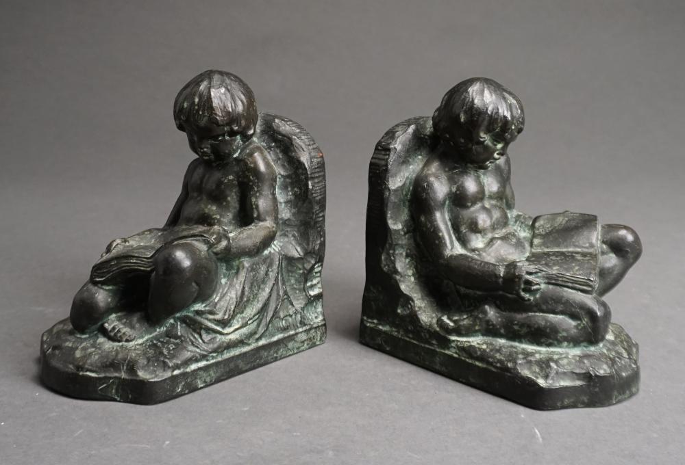 Appraisal: Pair Cast Bronze Child-Form Bookends