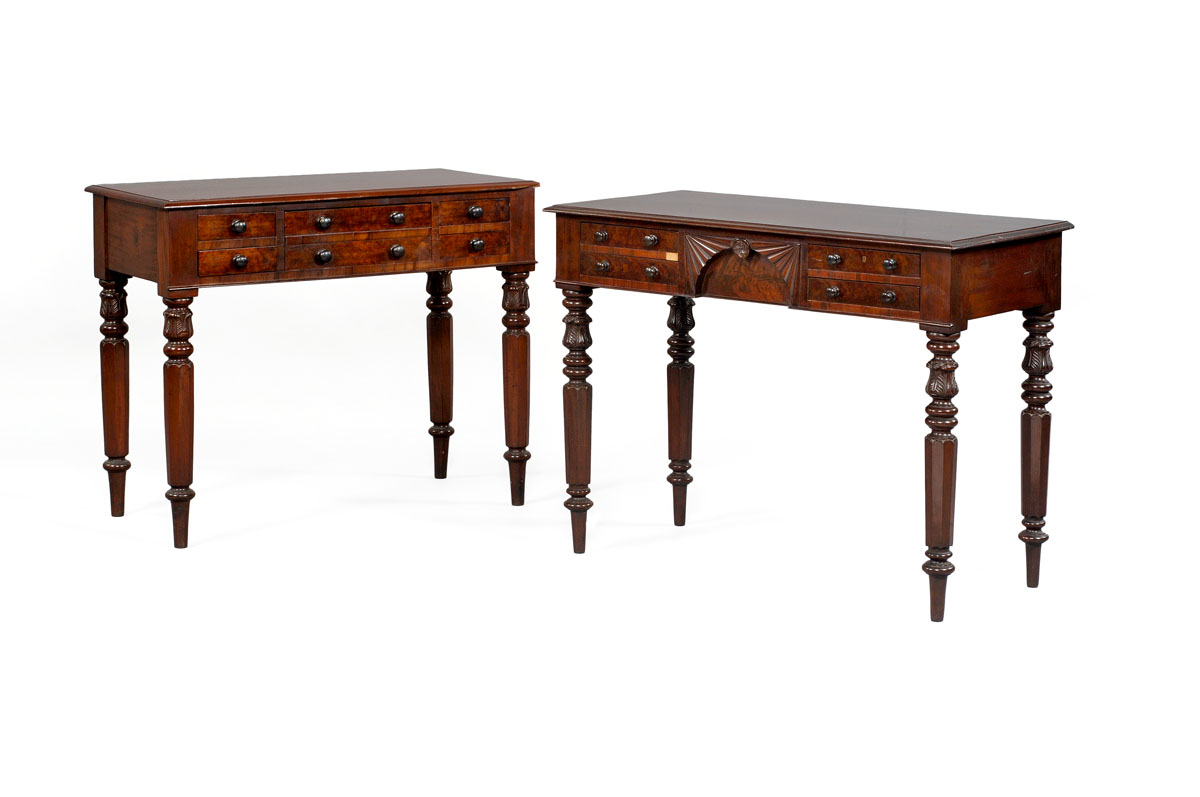 Appraisal: WILLIAM IV MAHOGANY AND MAHOGANY VENEER SERVER The rectangular top