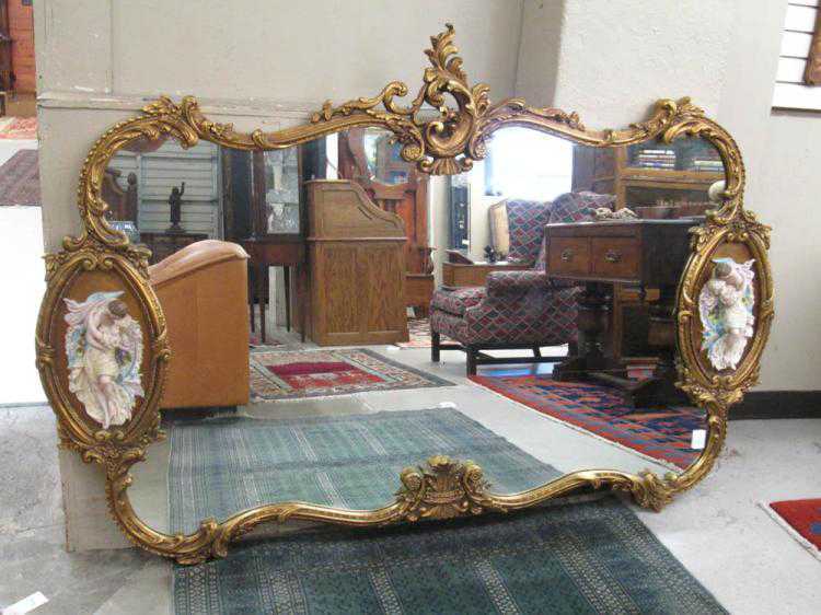 Appraisal: LARGE LOUIS XV STYLE WALL MIRROR American th century the