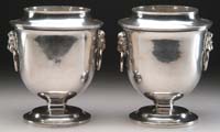 Appraisal: EXCEPTIONAL PAIR OF ENGLISH REGENCY WINE COOLERS Having lion mask