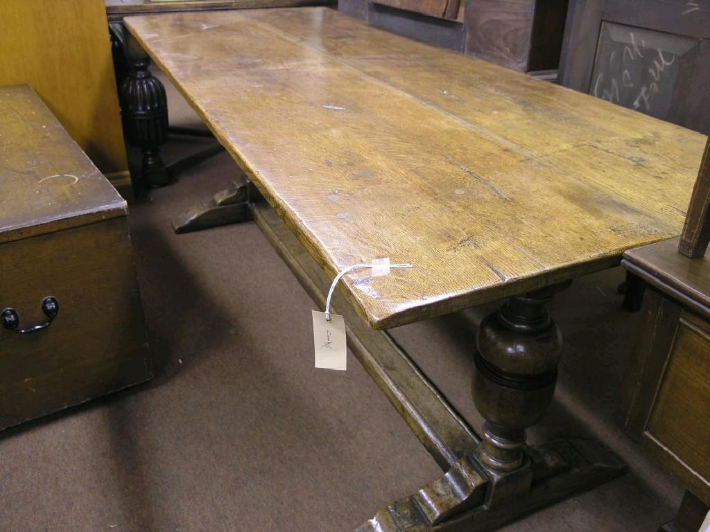 Appraisal: An early th century solid medium oak dining table refectory-type