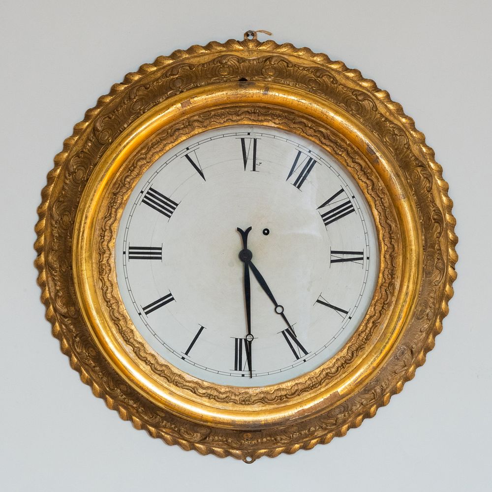 Appraisal: American Gilt Wood Wall Clock x in diam Dimension Condition