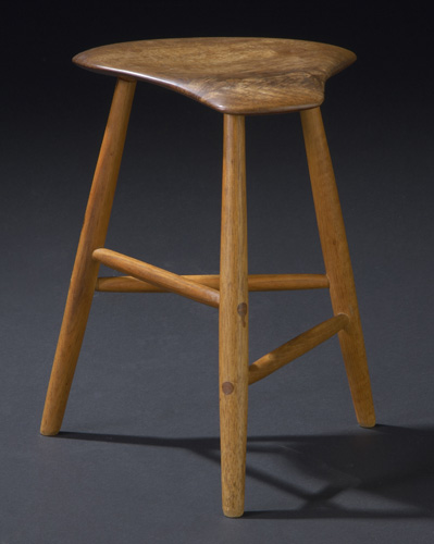 Appraisal: WHARTON ESHERICK Walnut and hickory stool Signed W E x