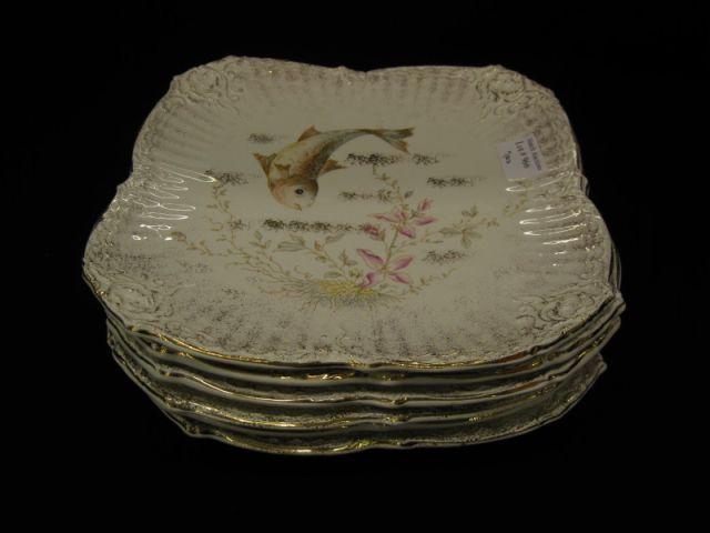 Appraisal: Imperial Bonn China Fish Plates mixed aquatic decor square