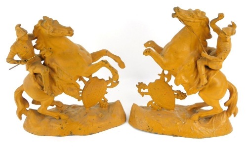 Appraisal: A pair of late thC painted spelter figures modelled as