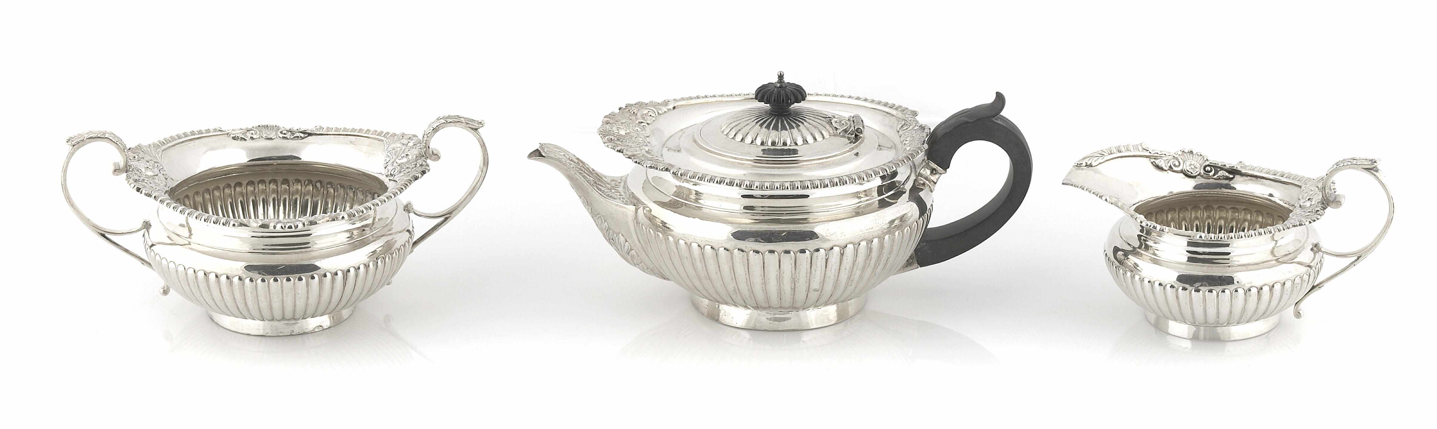 Appraisal: An Edwardian sterling silver three-piece tea service Edward Barnard Sons