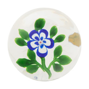 Appraisal: A Baccarat Blue and White Primrose Paperweight Mid- th Century