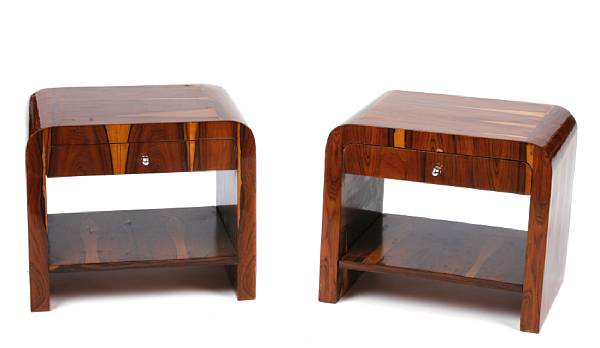 Appraisal: A pair of Art Deco style rosewood low tables height