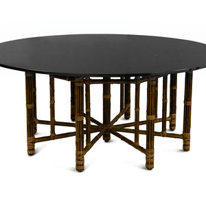 Appraisal: A McGuire Leather-Wrapped Bamboo Dining Table with Custom Black Granite