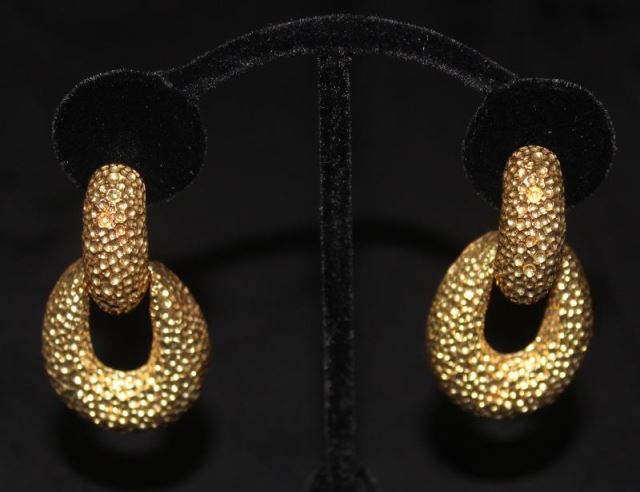 Appraisal: JEWELRY kt Yellow Gold Earrings Beautiful textured finish to gold