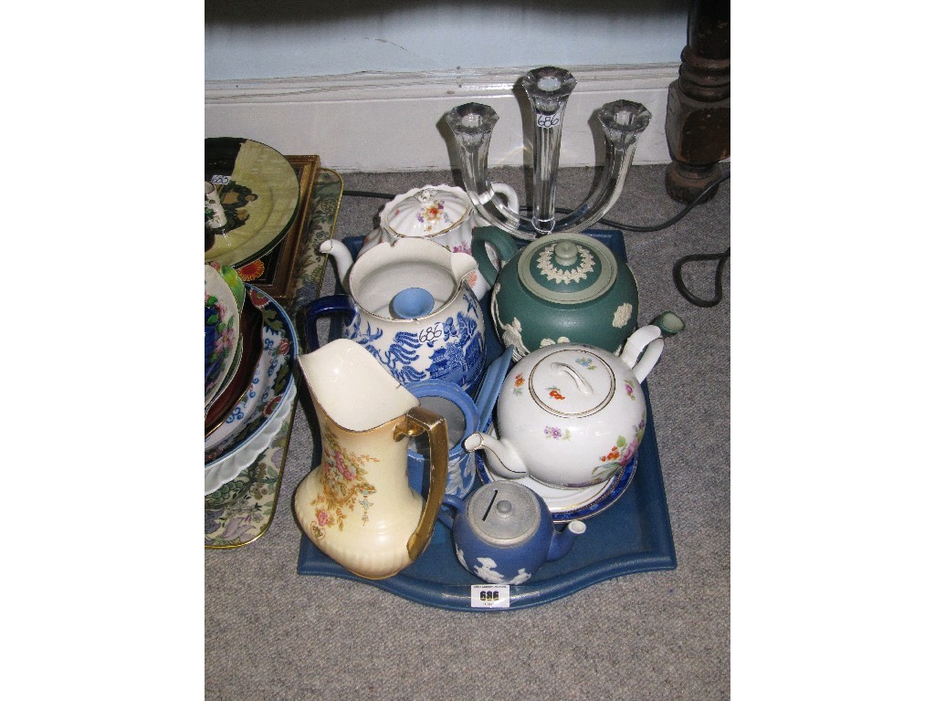 Appraisal: Tray lot of assorted ceramic teapots etc