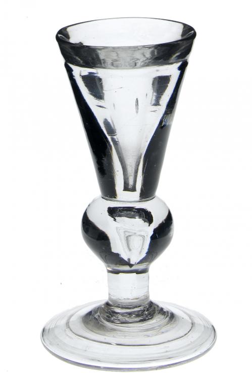 Appraisal: A FIRING GLASS the deceptive conical bowl on ball knop