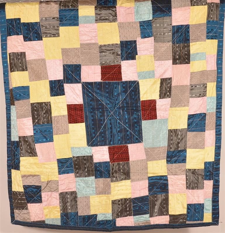 Appraisal: Vintage Block Pattern Crib Quilt Vintage Block Pattern Crib Quilt