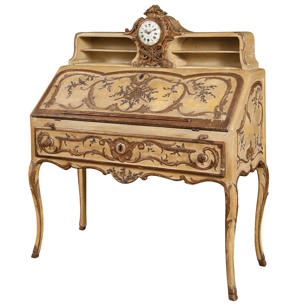 Appraisal: Louis XV Painted and Parcel Gilt Bureau de Dame The