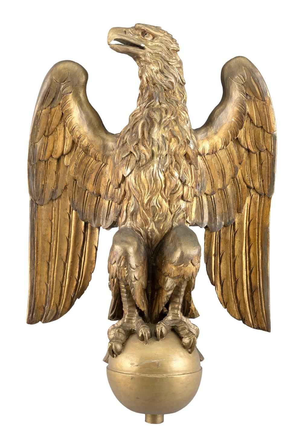 Appraisal: CARVED WOODEN EAGLE LATE TH CENTURY HEIGHT WIDTH DEPTH FROM