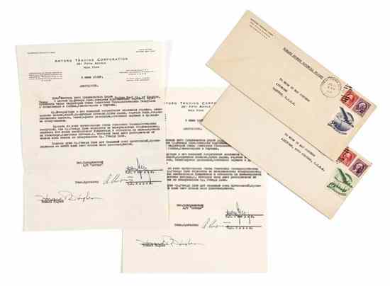 Appraisal: AVIATION HUGHES HOWARD Two typed letters signed ''Howard Hughes'' also