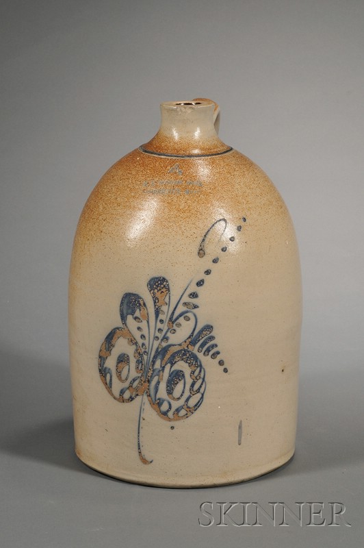 Appraisal: Cobalt Decorated Stoneware Jug F B NORTON SONS WORCESTER MASS