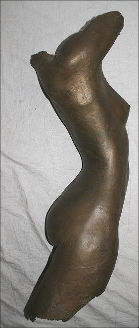 Appraisal: BRONZE FEMALE NUDE TORSO WALL SCULPTURE Illegibly signed '' h