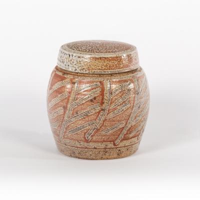 Appraisal: Sarah Walton British born a cylindrical saltglaze jar and cover