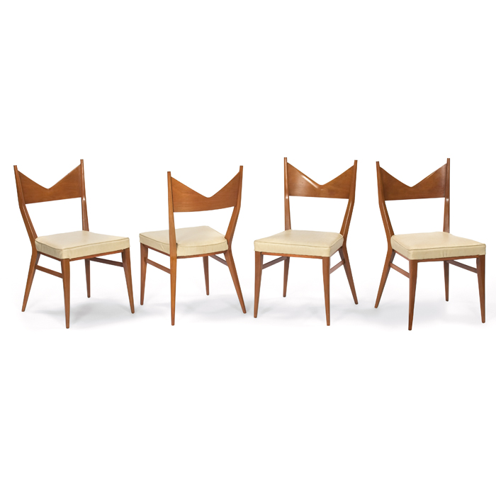 Appraisal: Paul McCobb dining chairs by Calvin mahogany forms with deep