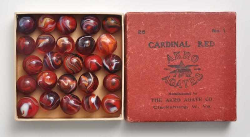 Appraisal: Akro Agate No Cardinal Red Marble Box Set Description Includes