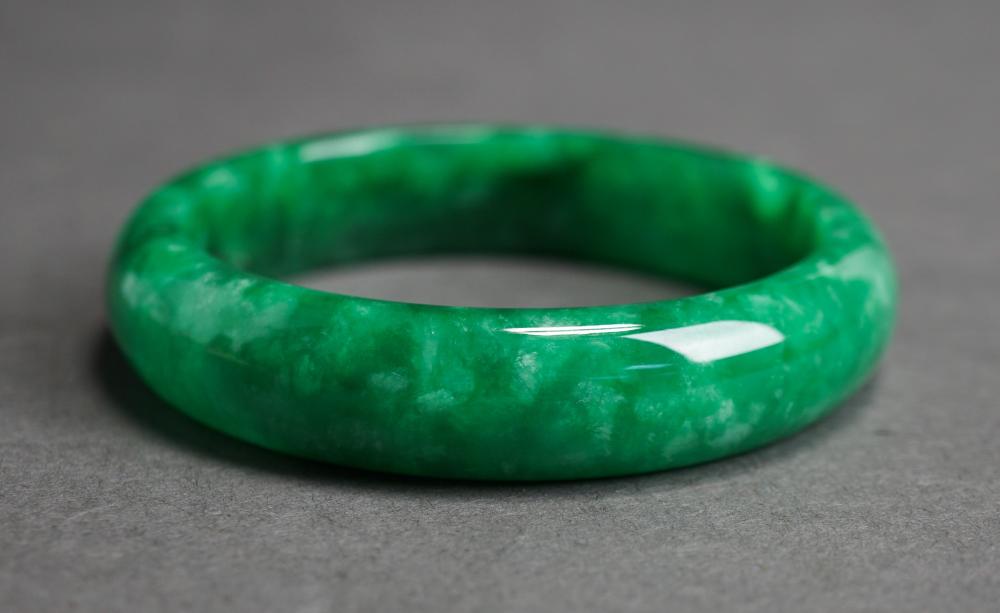 Appraisal: Green Jade Bangle Bracelet L approx in