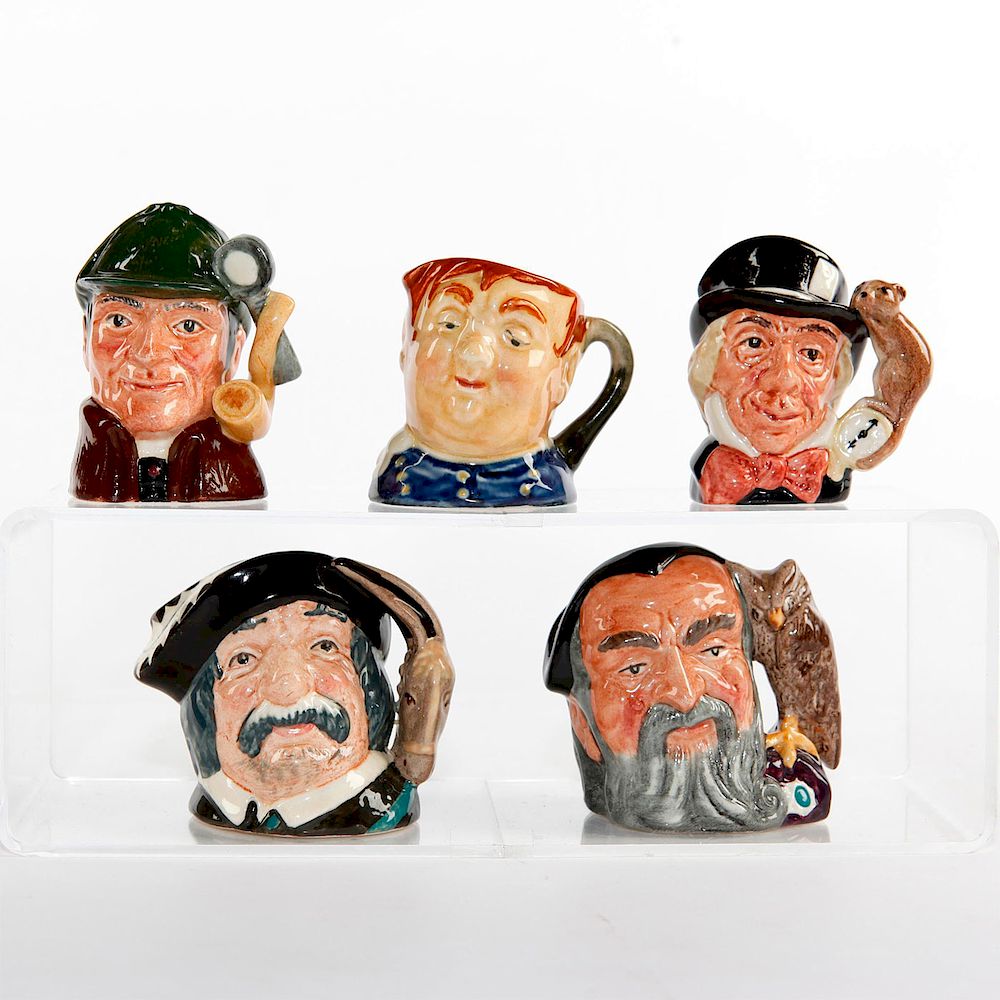 Appraisal: GROUP OF ROYAL DOULTON MINIATURE CHARACTER JUGS Includes Merlin Fat