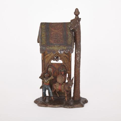 Appraisal: Austrian Cold Painted Metal Group Table Lamp early th century