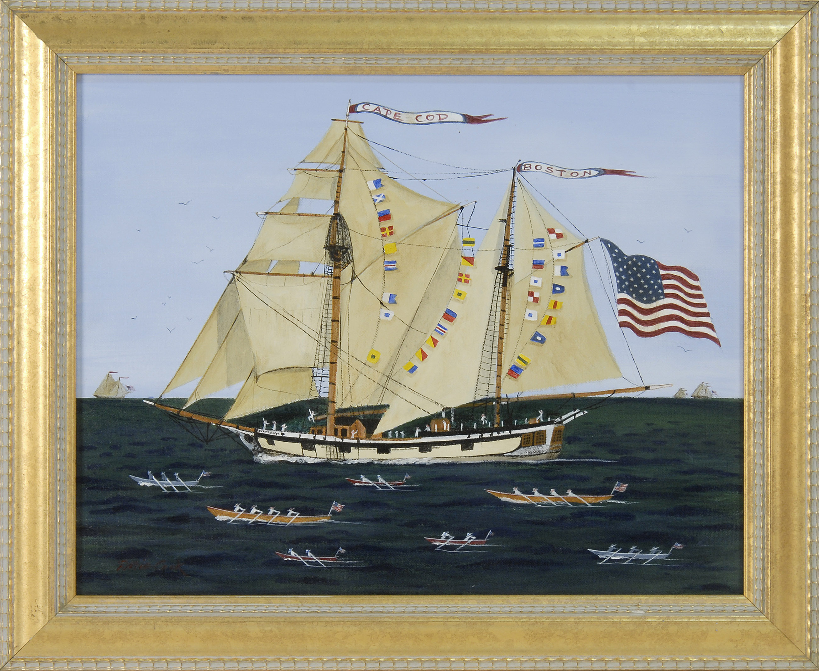 Appraisal: DORIE COOKAmerican ContemporaryThe Ship Parade to Boston Signed lower left