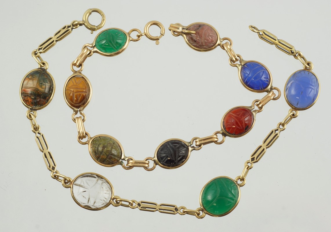 Appraisal: K YG scarab bracelets