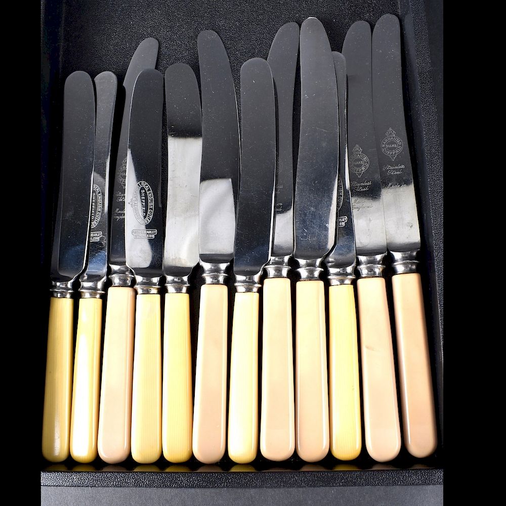 Appraisal: Sheffield Knives Grouping of Twelve Assorted Sheffield Silver Plated Knives