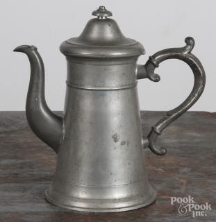 Appraisal: Meriden Connecticut pewter coffee pot th c bearing the touch