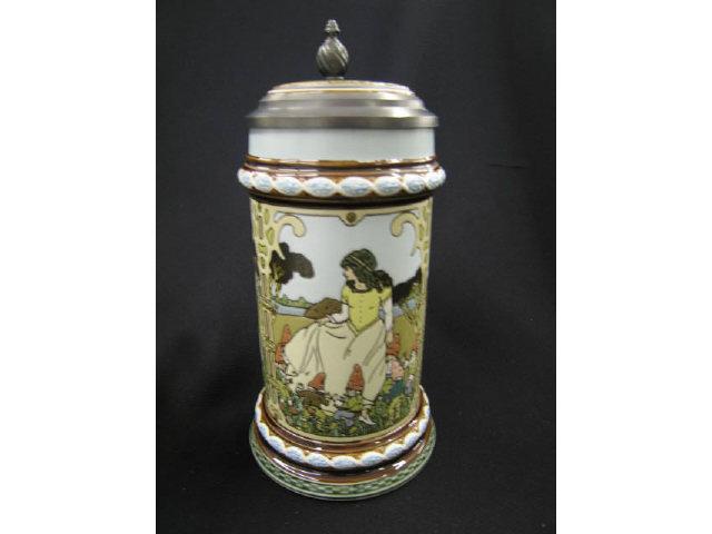 Appraisal: Mettlach German Etched Pottery Stein special issue The Brothers Grimm