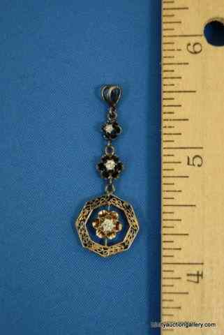 Appraisal: Antique K Gold Diamond Filigree PendantIs a very nice antique