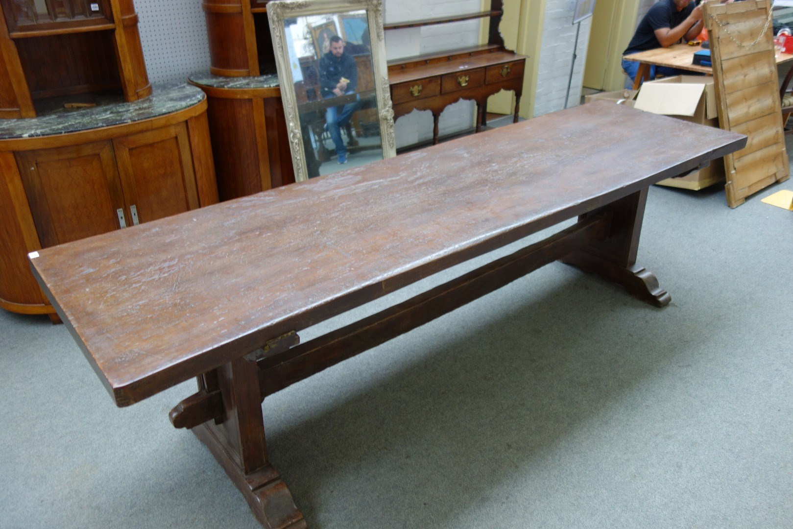 Appraisal: A th century style Italian walnut refectory table on trestle