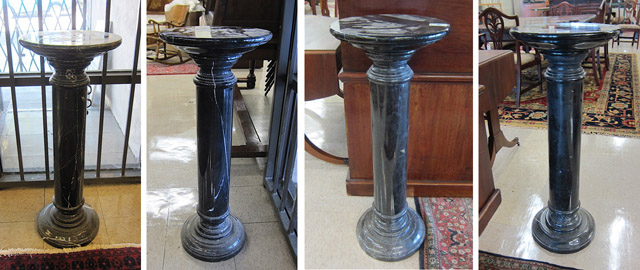 Appraisal: A SET OF FOUR BLACK ITALIAN MARQUINA MARBLE PEDESTALS both