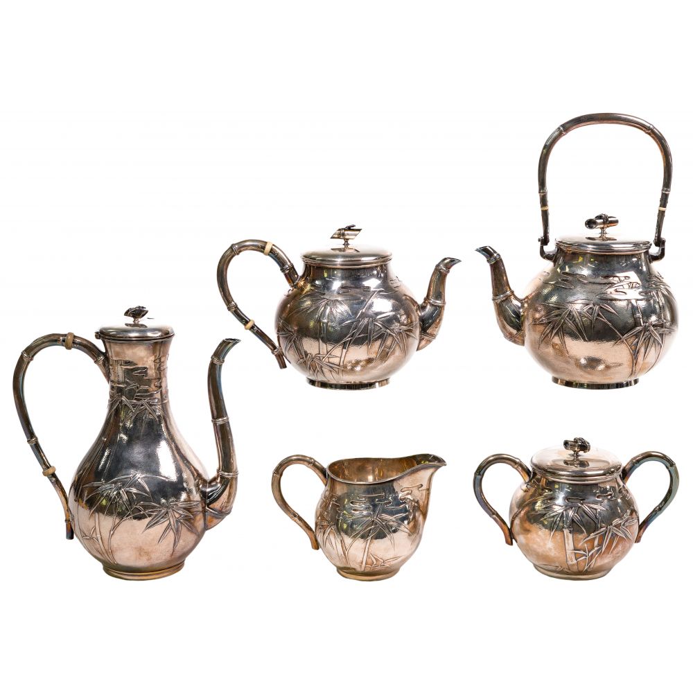 Appraisal: BENTEN STERLING SILVER TEA SERVICE items including a coffee pot