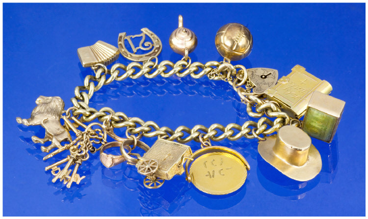 Appraisal: ct Gold Charm Bracelet Loaded With Charms Comprising Bible Set