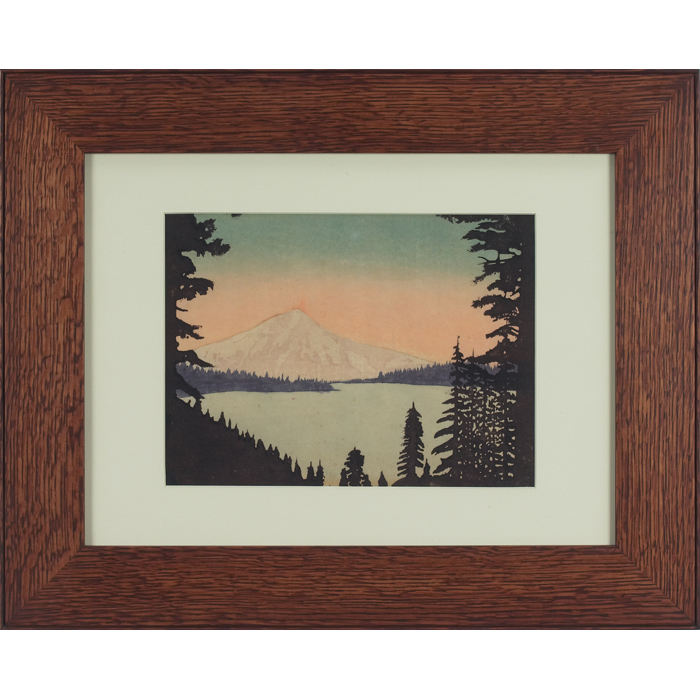 Appraisal: Lang American th century ''Northwestern Mountain Lake '' color woodcut