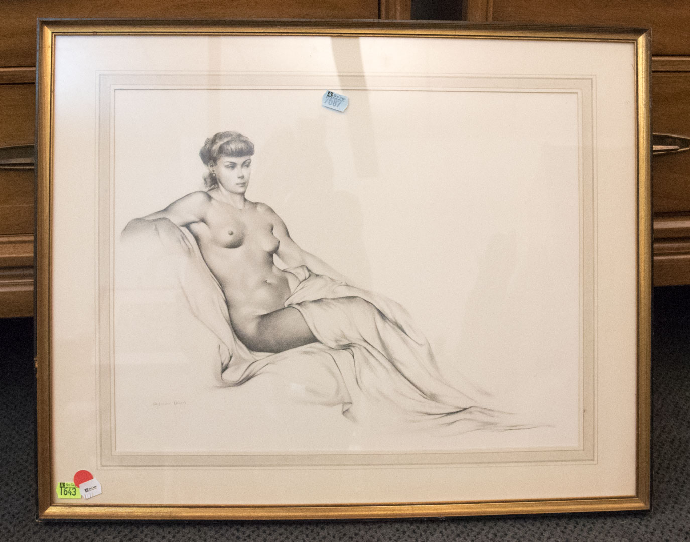 Appraisal: Framed reclining nude