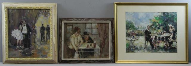 Appraisal: VAN ACKER Lot of Gouaches on Paper of CourtingCouples All