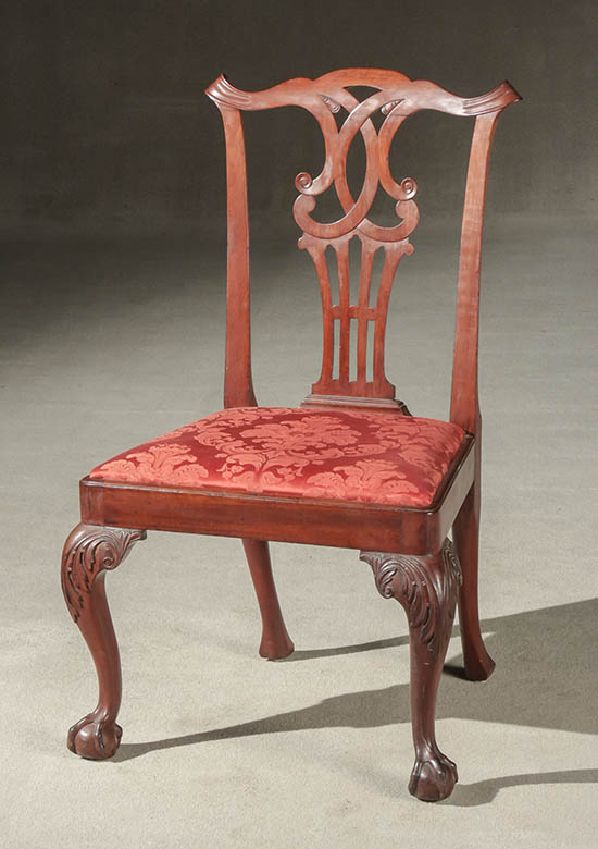 Appraisal: Chippendale Mahogany Side Chair Stamped S Veron Massachusetts Circa -