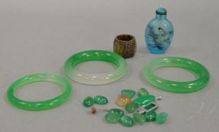 Appraisal: Group of Oriental jewelry to include three jadeight bracelets reverse