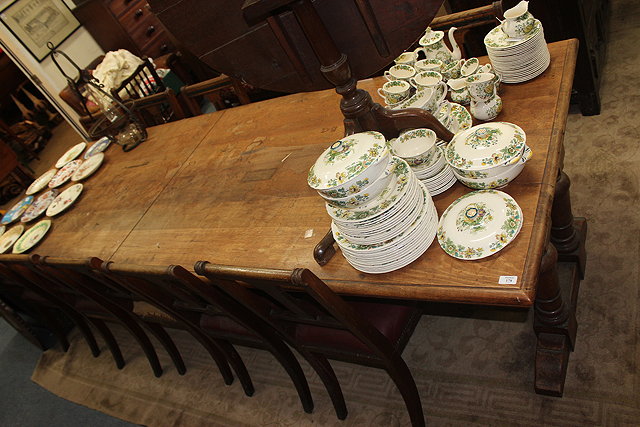 Appraisal: A LARGE VICTORIAN AND LATER MAHOGANY AND WALNUT REFECTORY TABLE