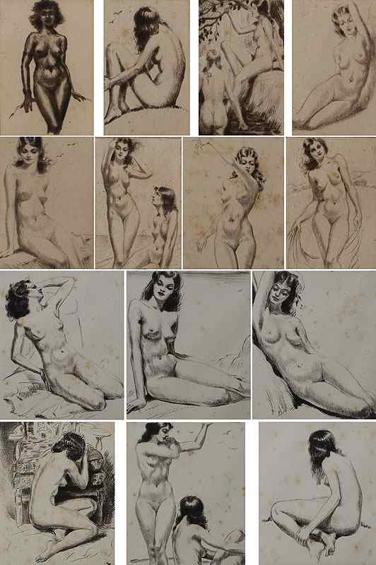 Appraisal: HOBBS Morris Henry American - Piece Nude Etching Lot to