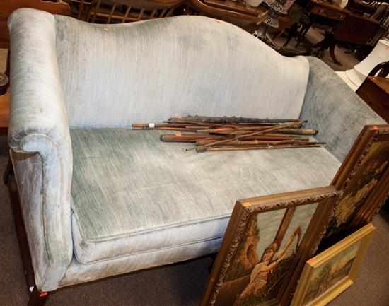 Appraisal: Chippendale style mahogany camelback sofa Estimate - No condition report