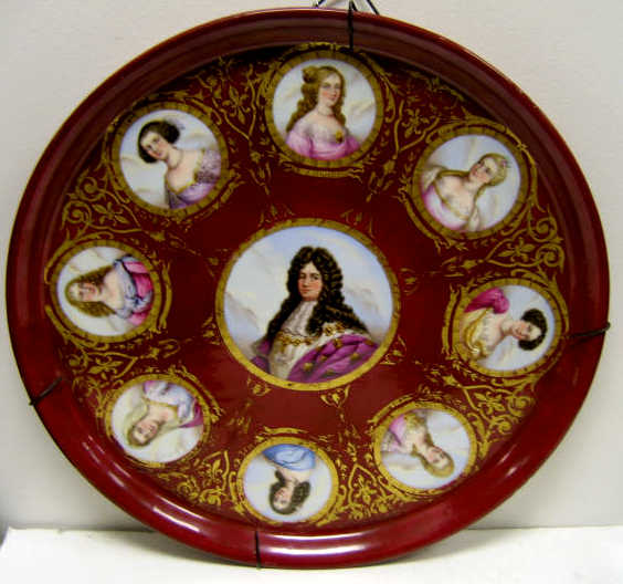 Appraisal: SEVRES STYLE PORCELAIN TABLE TOP DISH Circular painted portrait medallion