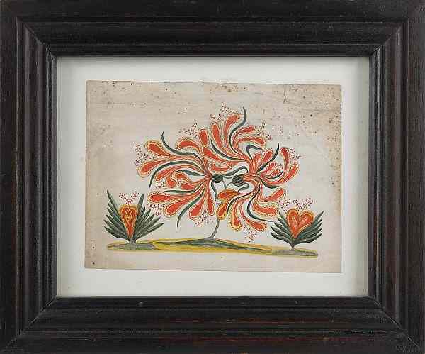 Appraisal: Pennsylvania watercolor drawing of stylized flowers th c x