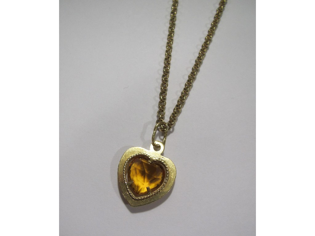 Appraisal: Heart shaped citrine pendant in gold mount on ct gold