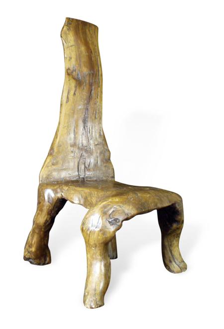 Appraisal: A small vernacular rootwood stool with three root legs and